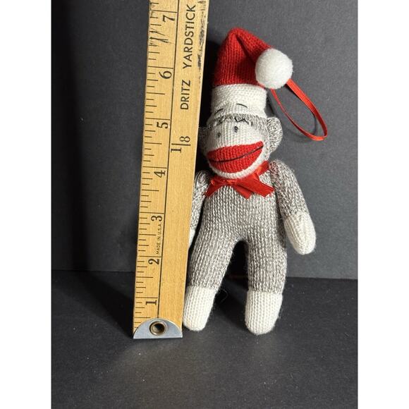 Sock Monkey Christmas Ornament Holiday Decor Whimsy 7” - Picture 3 of 3
